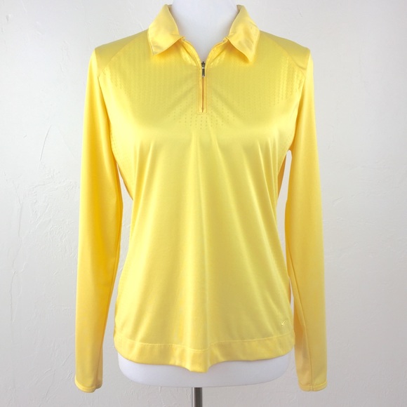 yellow long sleeve collared shirt